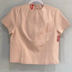 New Spanx Athleisure Neutral Clean Girl Athletic Travel Ponte Knit Short Sleeve